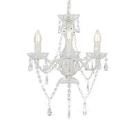 vidaXL Lampadario con Perle di Cristallo Rotondo 3 Lampadine E14 Lampada Soffitto Luce Pendente Base in Metallo Bianco Gocce Acrilico Trasparente