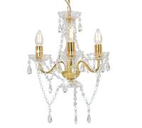 vidaXL Lampadario con Perline Dorato Tondo 3 E14