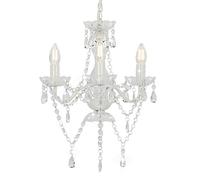 vidaXL Lampadario con Perle di Cristallo Rotondo 3 Lampadine E14 Lampada Soffitto Luce Pendente Base in Metallo Bianco Gocce Acrilico Trasparente