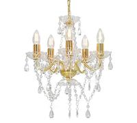 vidaXL Lampadario con Perline di Cristallo Dorato Tondo 5 E14