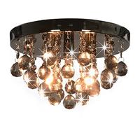 vidaXL Lampadario con Perle di Cristallo Tondo 3 Lampadine G9 Lampada Soffitto Luce Pendente Base in Metallo Fumé Gocce Acrilico Trasparente