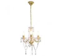 VidaXL Lampadario con Perle Tonde 3xE14 Dorato