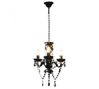 VidaXL Lampadario con Perle Tonde 3xE14 Nero