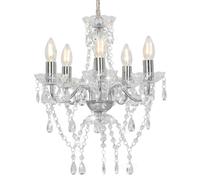 vidaXL Lampadario con Perline di Cristallo Argento Tondo 5 E14