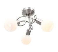vidaXL Lampadario Paralume per 3 Lampadine E14 Luci da Interno Lampada Plafoniera Illuminazione Soffitto in Ceramica a Coppa Bianco