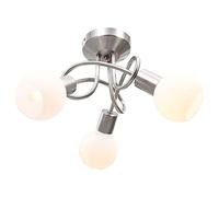vidaXL Lampadario Paralume per 3 Lampadine E14 Luci da Interno Lampada Plafoniera Illuminazione Soffitto in Ceramica a Coppa Bianco