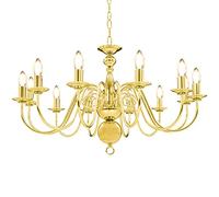 vidaXL Lampadario Rotondo 12 Lampadine E14 Elegante Anticato Lampada da Soffitto Luce a Sospensione per Interni Dorato in Metallo
