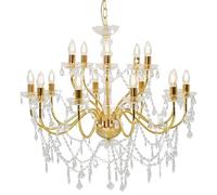 vidaXL Lampadario Rotondo a 2 Livelli 15 Lampadine E14 Elegante Anticato Lampada da Soffitto Luce a Sospensione per Interni Dorato in Metallo