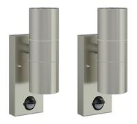 vidaXL Lampade da Parete da Esterno con Sensore 2 PCS Argento Acciaio Inossidabile IP44