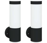 vidaXL Lampade da Parete Esterne 2 PCS Nero 12 x 7.5 x 27 cm, Lampada da Muro cilindrica, Luce Moderna per Esterni, Sconce per Giardino, Lampadina E27, Resistente agli Agenti atmosferici