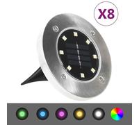vidaXL Lampade Solari da Terra 8 pz Luci a LED Colore RGB