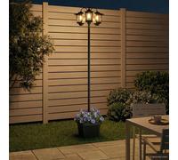vidaXL Lampione a 3 teste con vasi with LED Bulb Nero 32 x 32 x 188 cm