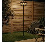 vidaXL Lampione a 3 teste Nero 16 x 16 x 187 cm Alluminio e ABS