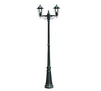 Lampione da giardino 2 bracci 215 cm verde scuro/nero alluminio