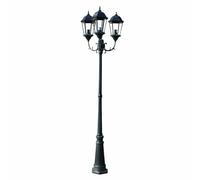 Lampione da Giardino 3 Bracci 230 cm Verde Scuro/Nero Aluminio