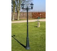 Lampione da giardino 2 bracci 215 cm verde scuro/nero alluminio