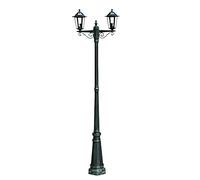 vidaXL Lampione da giardino 2 bracci 215 cm Verde scuro/Nero Alluminio
