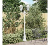 vidaXL Lampione da Giardino 2-Lamp E27 Bianco, 235 cm, Alluminio