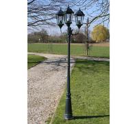 Lampione da Giardino 3 Bracci 230 cm Verde Scuro/Nero Aluminio