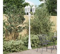 vidaXL Lampione da Giardino con 3 Lampade E27, Bianco, 235 cm in Alluminio.