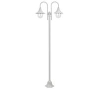 vidaXL Lampione da Giardino E27 220 cm Alluminio 2 Lampade Bianco