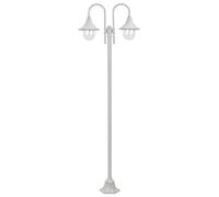 vidaXL Lampione da Giardino E27 220 cm Alluminio 2 Lampade Bianco