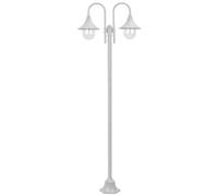 VIDAXL - Lampione Da Giardino E27 220 Cm Alluminio 2 Lampade Bianco