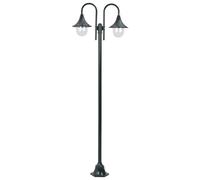 vidaXL Lampione da Giardino E27 220 cm Alluminio 2 Lampade Verde Scuro