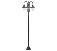 vidaXL Lampione da giardino 3 lampade in alluminio Verde scuro Luce da esterno