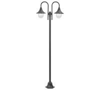 vidaXL Lampione da Giardino E27 220 cm in Alluminio 2 Lampade Bronzo