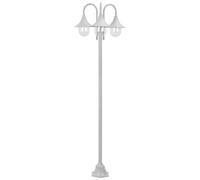vidaXL Lampione da Giardino E27 in Alluminio 3 Lampade Bianco Luce da Esterno