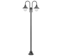 vidaXL Lampione da Giardino E27 in Alluminio 2 Lampade Bronzo Luce da Esterno