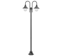vidaXL Lampione da Giardino E27 in Alluminio 2 Lampade Bronzo Luce da Esterno