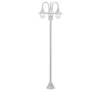 vidaXL Lampione da Giardino E27 in Alluminio 3 Lampade Bianco Luce da Esterno