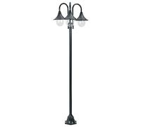 vidaXL Lampione da Giardino in Alluminio 3 Lampade Verde Scuro Luce da Esterno