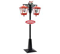 vidaXL Lampione Natalizio con Babbo Lampada di Natale Luce per Feste Decorazioni per FESTIVITÀ Addobbi Natale Nero e Rosso 81x40x188 cm in PVC