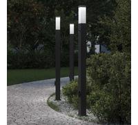 vidaXL Lampioni a paletto con sensore e presa 3 pz 110 cm neri IP44