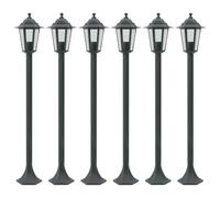 vidaXL Lampioni da Giardino 6pz E27 110 cm Alluminio Verde Scuro