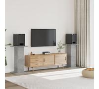 vidaXL Supporti Altoparlanti 2 pz Grigio 30x30x80 cm Legno Multistrato, Stand per Altoparlanti, Supporto per Altoparlanti da Tavolo, Supporto per Altoparlanti Surround