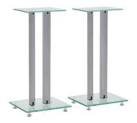vidaXL Lautsprecherständer Säulen-Design 2 Stk. Hartglas Silbern