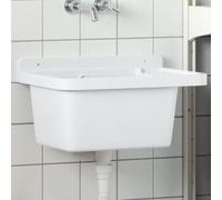 vidaXL Lavabo a Parete Bianco 50x35x24 cm in Resina