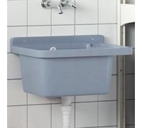 vidaXL Lavabo a Parete Grigio 50x35x24 cm in Resina
