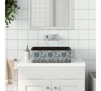 vidaXL Lavabo Appoggio Nero e Blu Rettangolare 46x35,5x13 cm Ceramica