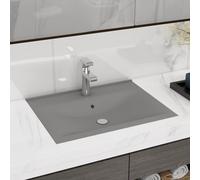 vidaXL Lavabo con Foro Rubinetto Grigio Chiaro Opaco 60x46 cm Ceramica