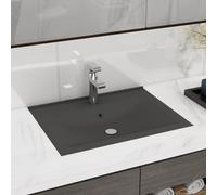 vidaXL Lavabo con Foro Rubinetto Grigio Scuro Opaco 60x46 cm Ceramica