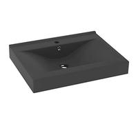 vidaXL Lavabo per bagno con foro rubinetto, ceramica 60x46 cm grigio scuro opaco