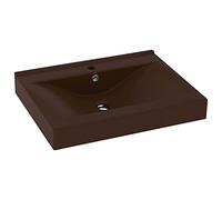 vidaXL Lavabo con Foro Rubinetto Lavello per Bagno Lavabo per Toilette Sanitari Prodotti per Bagno Vaschetta Marrone Scuro Opaco 60x46cm Ceramica
