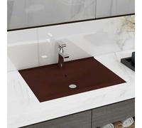 vidaXL Lavabo con Foro Rubinetto Marrone Scuro Opaco 60x46cm Ceramica