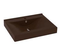 VIDAXL - Lavabo con Foro Rubinetto Marrone Scuro Opaco 60x46cm Ceramica