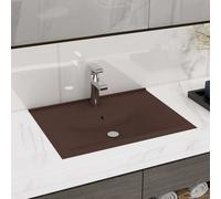 VIDAXL - Lavabo con Foro Rubinetto Marrone Scuro Opaco 60x46cm Ceramica